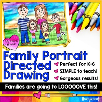 Preview of Family Portrait Directed Drawing Art Project !  Perfect for Back to School !