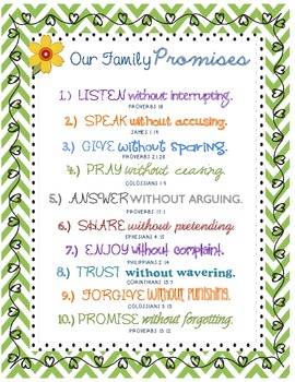Preview of Family Promises - 10 Verses to Live By