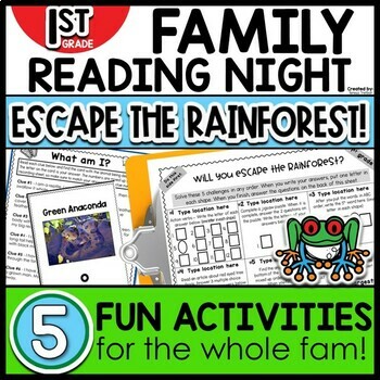 Preview of Family Reading Night  1st Grade ESCAPE THE RAINFOREST