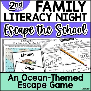 Preview of Family Reading Night 2ND GRADE Escape the School OCEAN THEME