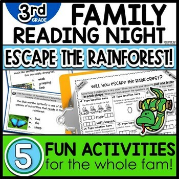 Preview of Family Reading Night  3rd Grade ESCAPE THE RAINFOREST