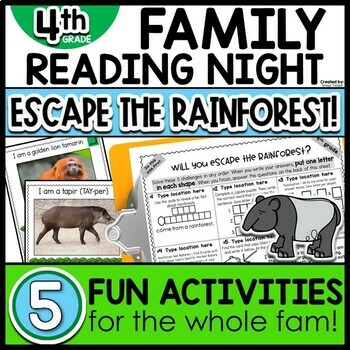 Preview of Family Reading Night 4th Grade Escape the Rainforest