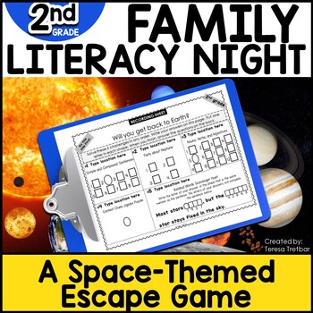 Preview of Family Literacy Night Science Night Space Themed Escape Game 2nd Grade