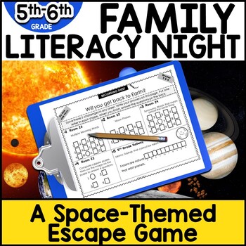 Preview of Space Themed Escape Game Family Literacy Night Science Night 5th & 6th Grade