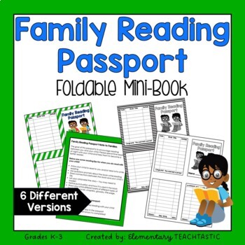 Family Reading Passport Log Mini Book by Elementary TeachTastic | TPT