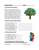 Family Reading and Worksheet in English (ESL/ELL/EFL)