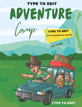 Preview of Family Summer Camp Day Flyers (4) Fully Customize your Flyer Ready to Edit!