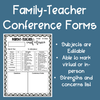 Preview of Family-Teacher Conference Sheets