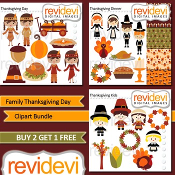 Preview of Family Thanksgiving Day Clip art combo (3 packs) commercial use