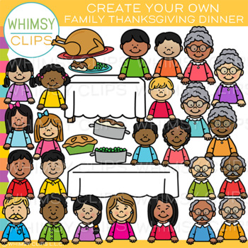 Family Thanksgiving Dinner Clip Art by Whimsy Clips | TpT