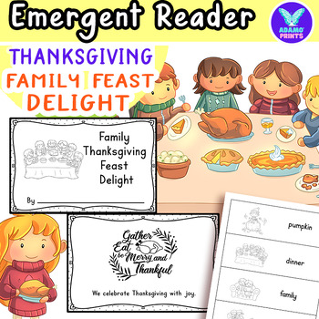 Preview of Family Thanksgiving Feast ELA Emergent Reader Vocabulary Activities NO PREP