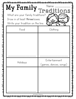 Family Traditions by Coreas Creations | Teachers Pay Teachers