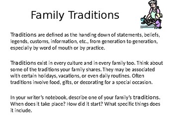 Preview of Family Traditions Writing Prompt