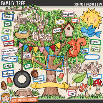 Family Tree Clip Art by Kate Hadfield Designs | Teachers Pay Teachers