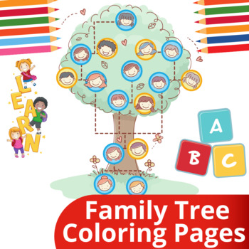 Preview of Family Tree Coloring Pages Activity Book For Kids,Teaching Materials