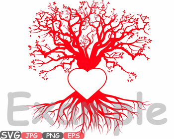 Download Family Tree Love Svg Word Art Quote Clip Art Wall Hearts Frame Roots 599s