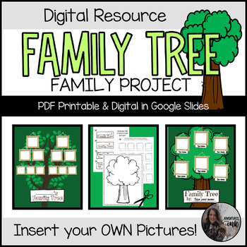 Preview of Family Tree Project - includes Digital  Editable Version for Remote Learners