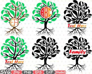 Preview of Family Tree Split Circle Silhouette clipart believe heart faith hope frame -752S