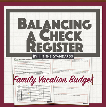 Preview of Family Vacation Budget: Balancing a Check Register Math Activity