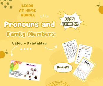 Preview of Family Vocabulary & Pronouns Bundle: Video Lesson and Worksheets
