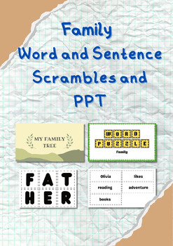 Preview of Family: Word and Sentence Scramble (Vocabulary and Writing) and Family Tree