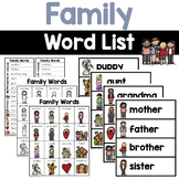 Family Words - Writing Center Word Lists