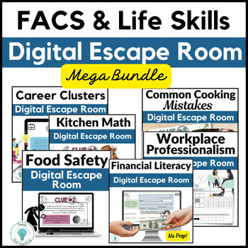 Preview of Life Skills and Cooking Digital Escape Room Bundle - CTE, FACS, Culinary Arts