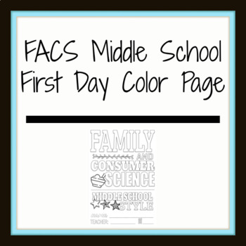 Preview of Family and Consumer Science First Day - Binder Cover - Middle School