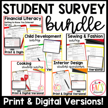 Preview of Family and Consumer Science | FCS | Interest Survey Bundle