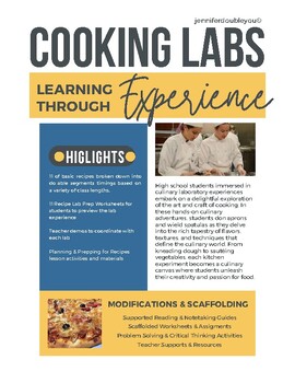 Preview of Family and Consumer Sciences, FACS, FCS Lab Prep Work and Recipes