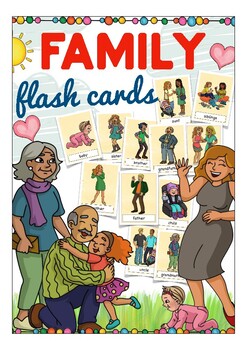 Preview of Family flash cards / flashcards ESL, English vocabulary pictures family members