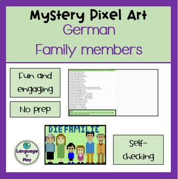 Preview of Family members in German Mystery Picture Activity Digital Pixel Art on Google