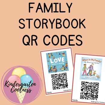 Preview of Family themed storybook QR code flashcards