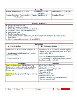 Preview of Family tree; Family members; Family relationships + Marital status (Lesson plan)