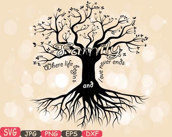 Family tree Word Art SVG clip art love never ends Tree ...