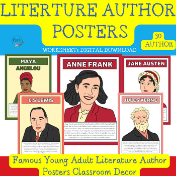 Preview of Famous Adult Literature Author Posters: Library Bulletin Board Decor