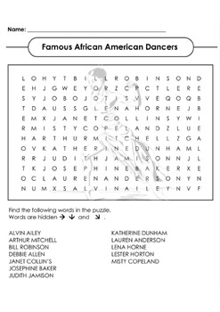 Preview of Famous African American Dancers Puzzle Free