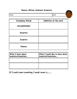 Preview of Famous African American Inventors Graphic Organizer/Prompt
