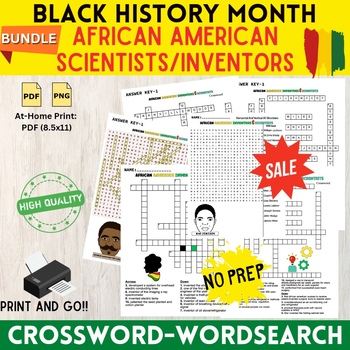 Preview of Famous African American Scientists/Inventors No prep Crossword & Word search
