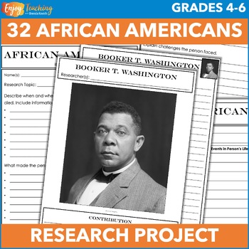 Preview of Black History Month Bulletin Board Research Project: 32 Famous African Americans