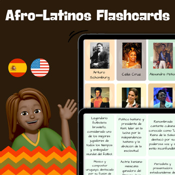 Preview of Afrolatinos Vocabulary Flashcards Spanish reading comprehension passages No prep