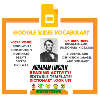 Preview of Famous American | Abraham Lincoln | Vocabulary | Distance Learning