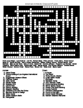 Famous American Architects Crossword and Word Search Puzzles TPT