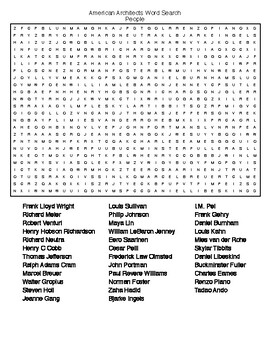 Famous American Architects Crossword and Word Search Puzzles TPT