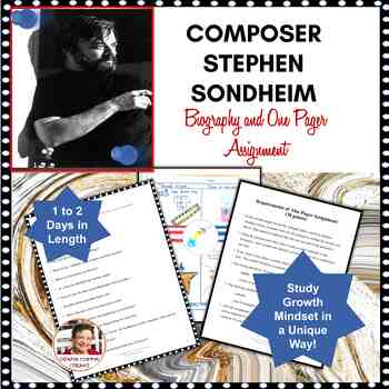 Preview of Stephen Sondheim Biography and One Pager Assignment Famous American Composer