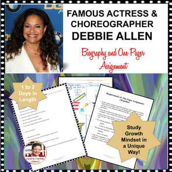 Preview of Emergency Sub Plan Drama Class Debbie Allen Choreographer | One Pager Assignment