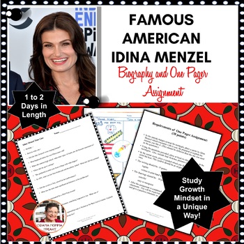 Preview of Famous American Idina Menzel Biography and 1 Pager Assignment
