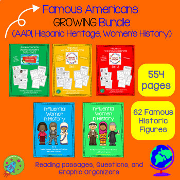 Preview of Famous Americans Biographies (AAPI, Hispanic, Women's History) Growing Bundle