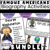 Famous Americans Biography Activities Bundle, Worksheets, 