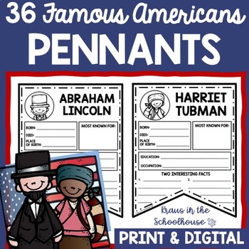 Preview of Famous Americans Pennants | Easel Activity